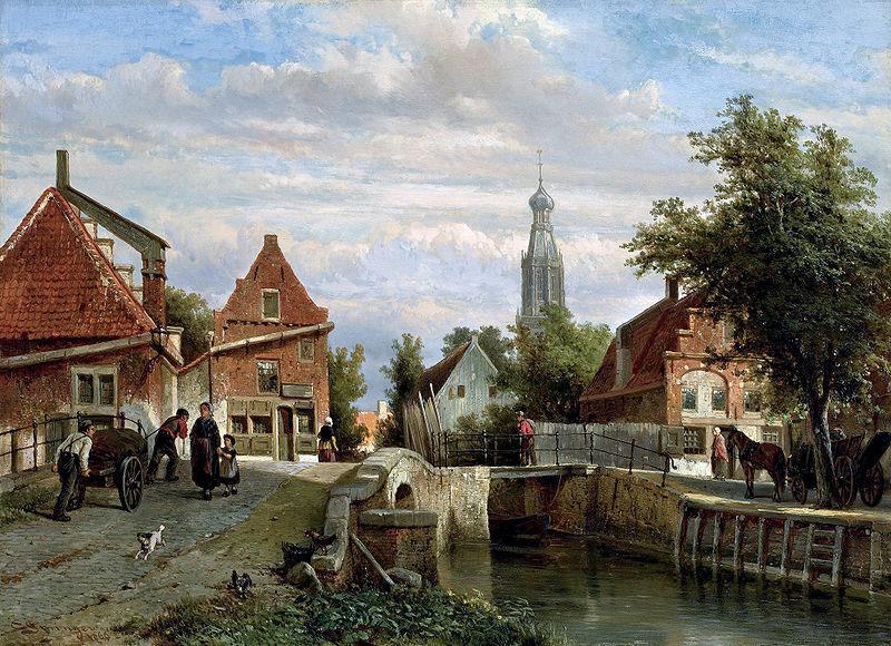 unknow artist A view of the Staal Everspijp and the Grote Kerk in summer, Enkhuizen
